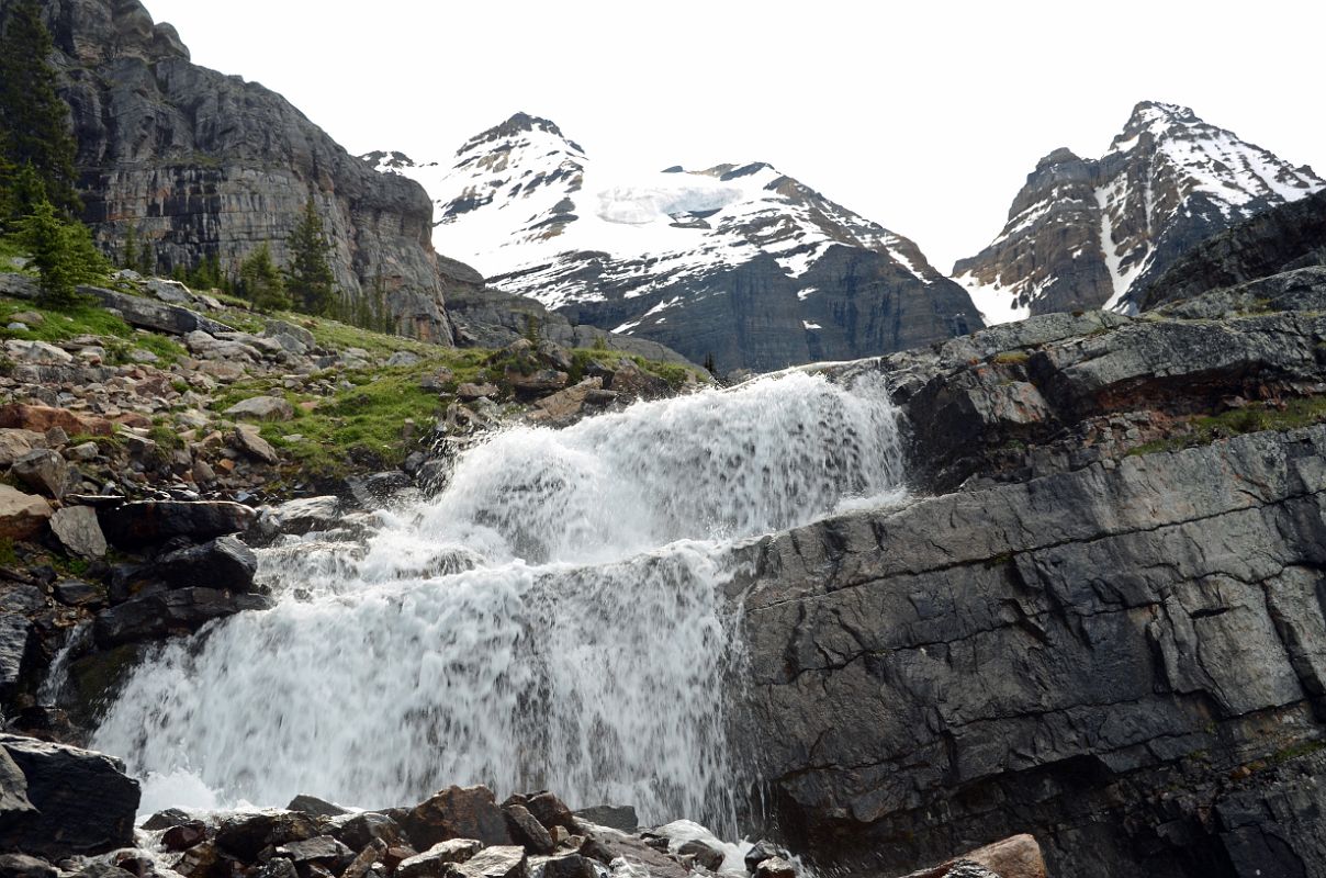 18 Victoria Falls With Glacier Peak and Ringrose Peak Behind On Lake Oesa Trail At Lake O-Hara Morning